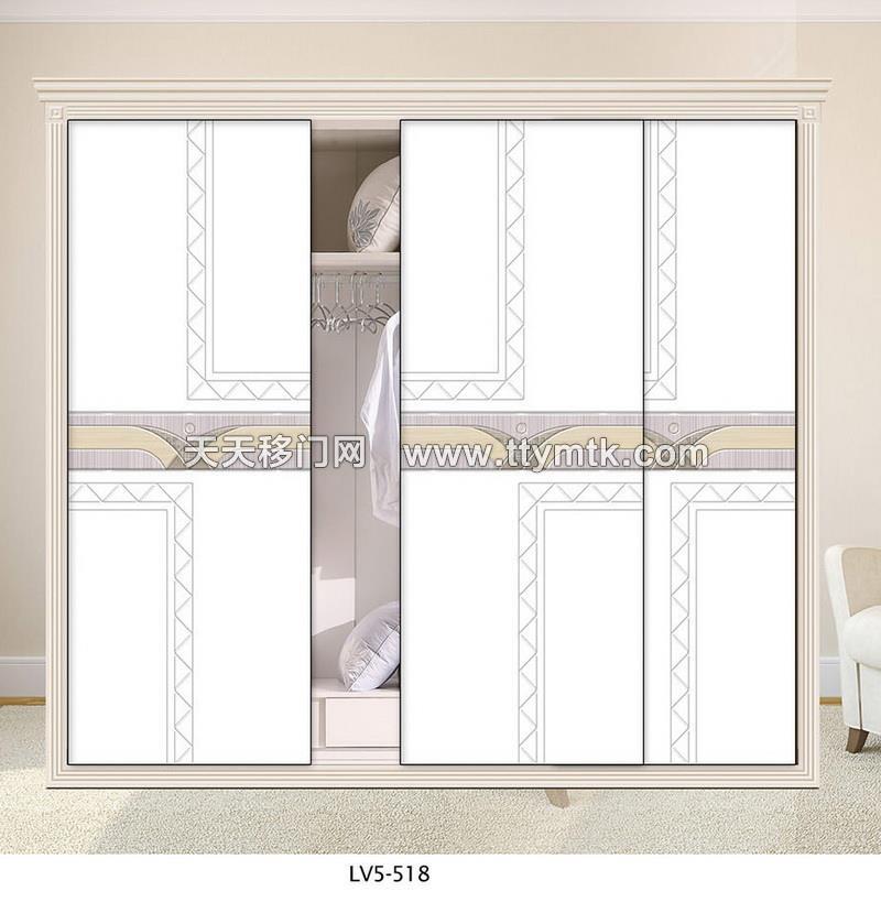三角形圆木纹移图  高档晶钻衣柜移门图片 LV5-518