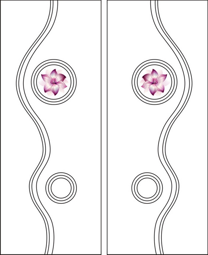 圆形曲线花朵移图 好看的衣柜移门图案YMT-0091
