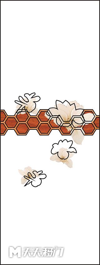 六边形花朵木纹移图 sep-0378