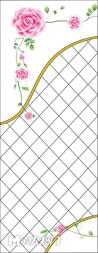 粉色花朵菱形花纹移图 sep-0566