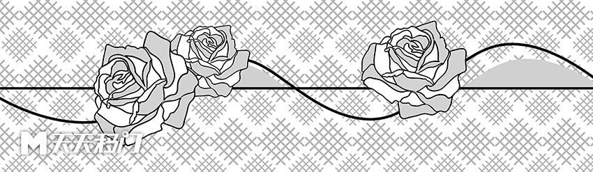 移图 H635-玫瑰腰线灰色 3-20