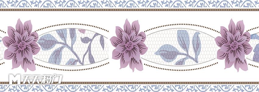 移图 H753-紫色花朵腰线
