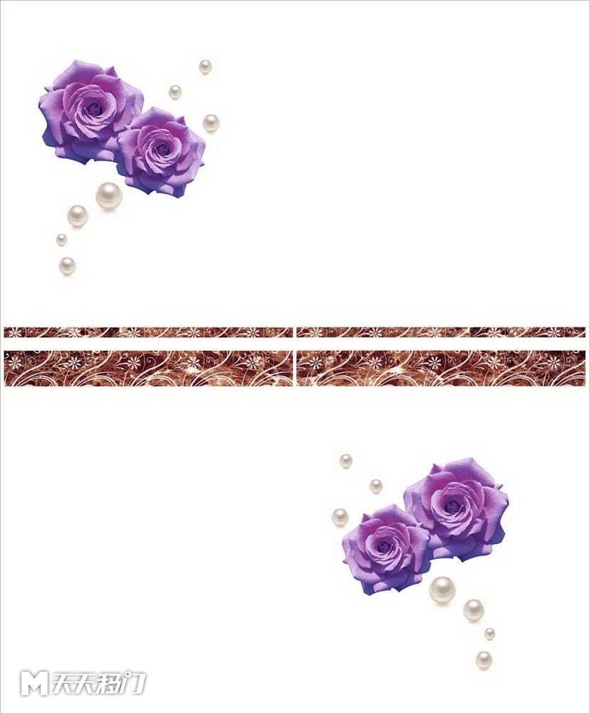 玫瑰花珍珠花纹移图 s010-6-16 腰线玫瑰A