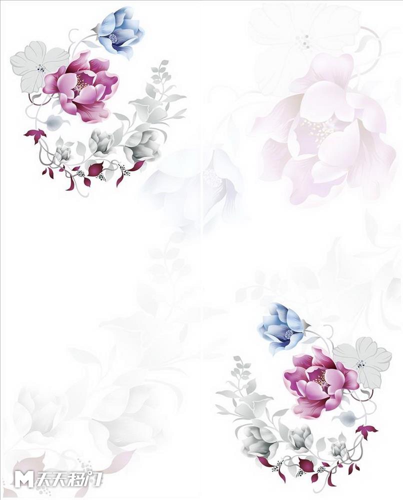 花朵花枝影子移图 s493-紫色花-1