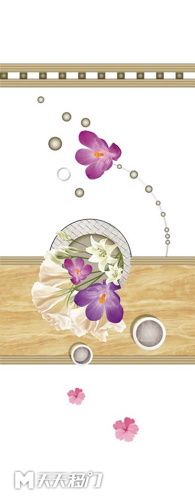 色块横线方格移图 s662-紫色兰花