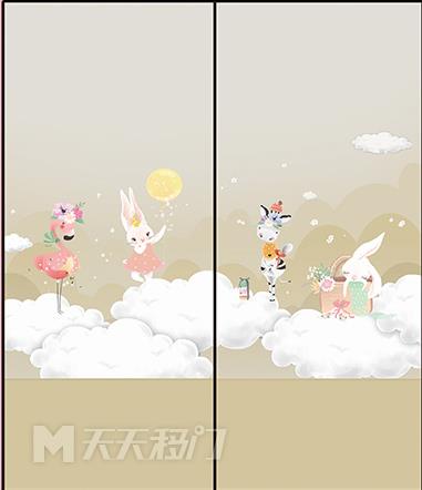 卡通兔子云朵移图 tr3537