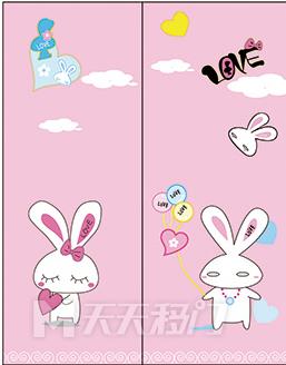 卡通兔子爱心移图 tr3551