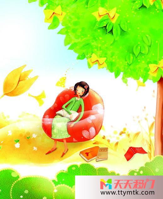 果树小苹果女孩移图 惬意生活M-6311b