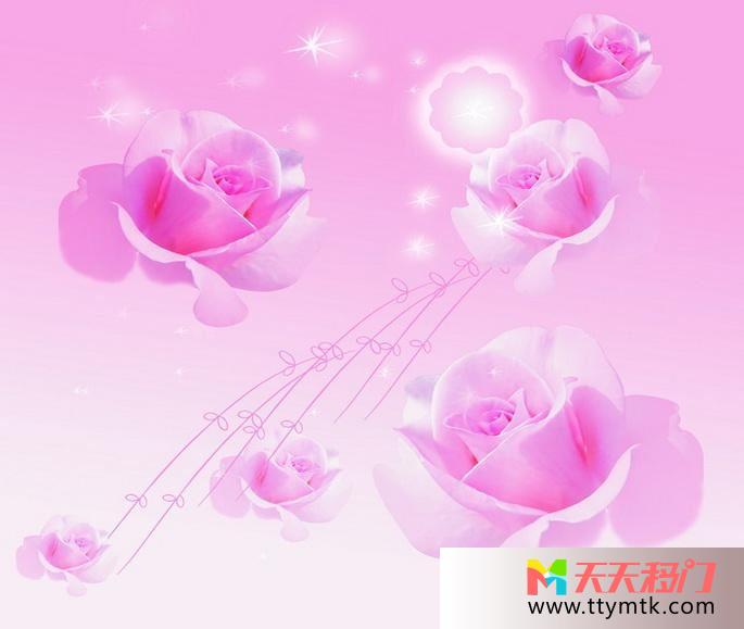 花朵粉色浪漫移图 浪漫爱情卫生间移门厨房M-6265