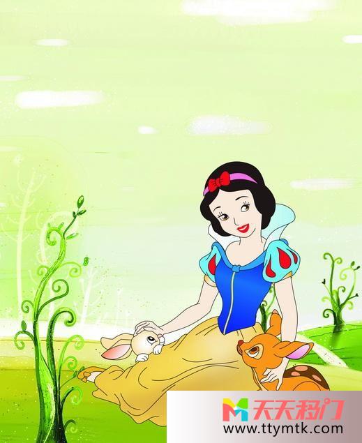 白雪公主小鹿童话移图 白雪公主财富移门图库M-6390