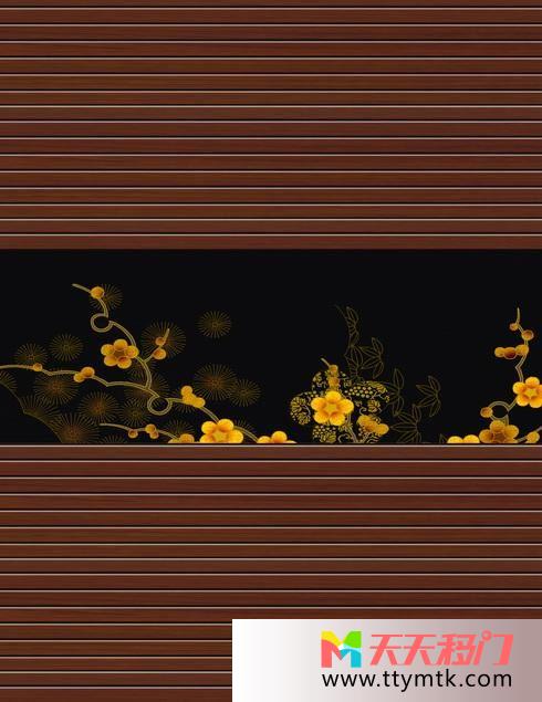 条纹花朵黄色移图 黄花堆积M-6138