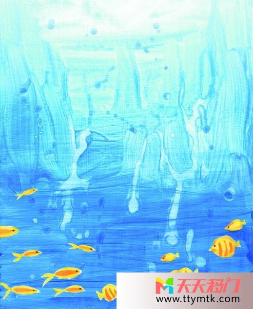 海水冰川鱼群移图 海底世界强化玻璃推拉门M-6135