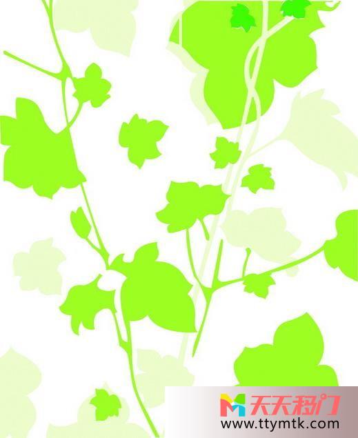 绿色叶子单色移图 绿之叶浴室玻璃移门v-1135