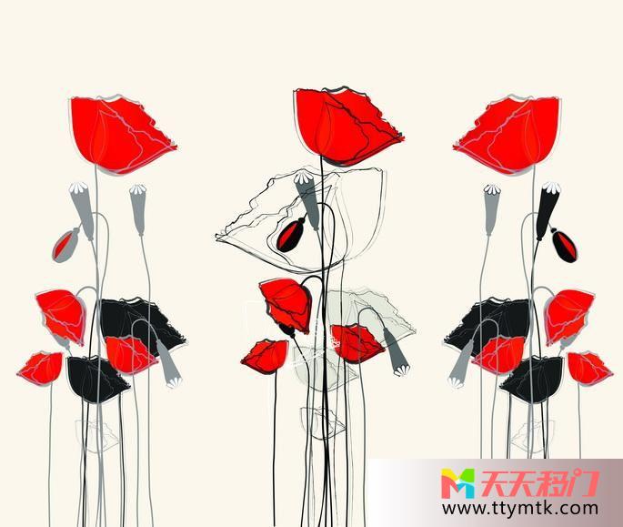 玫瑰红色枝叶移图 红色玫瑰恋v-1100