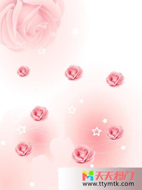 粉色背景小白花玫瑰移图 小百花与玫瑰CFL-1291