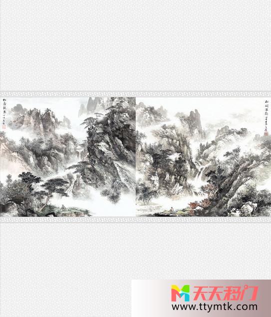 水墨画山水黑白移图 水墨山水图LD-9197