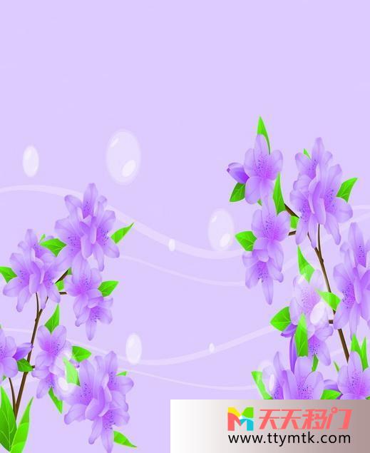 淡紫色栀子花唯美移图 淡淡栀子花玻璃艺术移门LD-9113