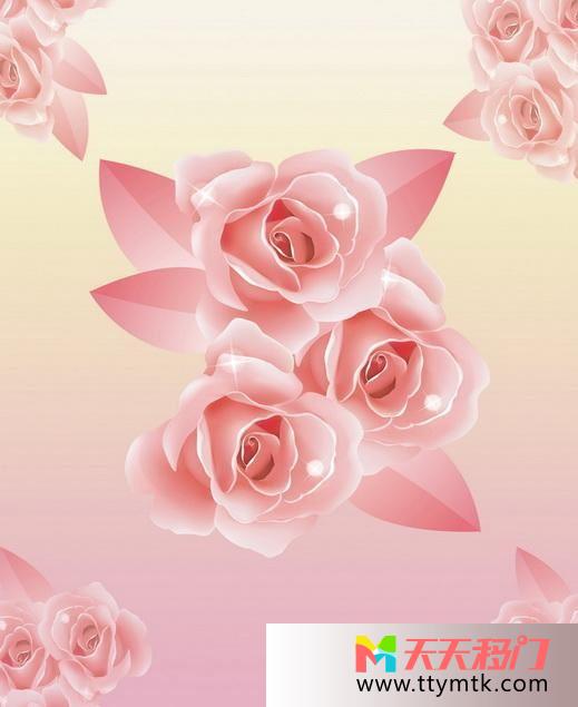 粉红玫瑰浪漫移图 粉红玫瑰卧室移门LD-9621