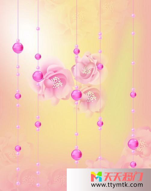 粉红牡丹珠帘移图 粉红色的牡丹珠帘LD-9741