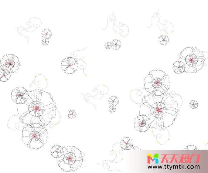 线条莲叶黑色移图 接天莲叶D2-2015