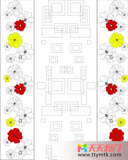 平面图花朵分布移图 故宫厨房移门钢化玻璃门D2-2012