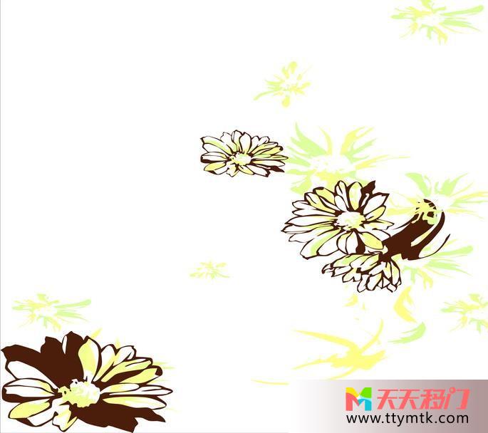 花线条背景色移图 菊花锦簇EM-3227