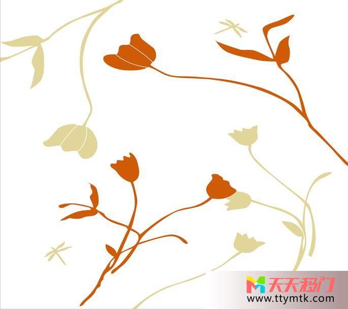 花线条背景色移图 淡雅玻璃移门图库EM-3119-1