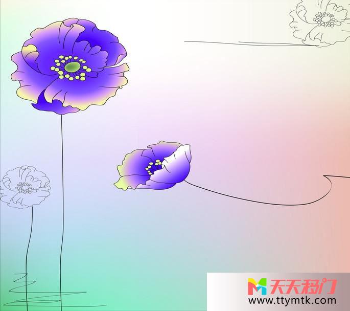 花线条背景色移图 精致兰花衣柜玻璃移门EM-3250