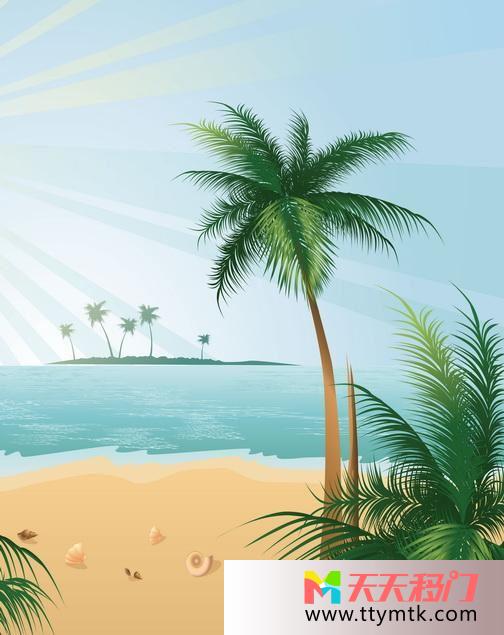 大海椰树沙滩移图 炎炎夏日海景A-095