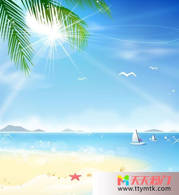 海帆沙滩海水移图 夏日海滩玻璃移门A-097