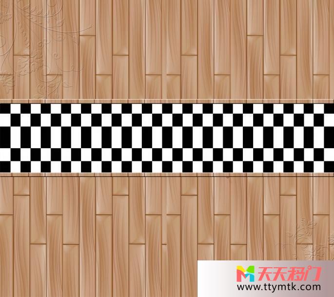 格子印花木板移图 黑白间隔玻璃艺术移门A-229