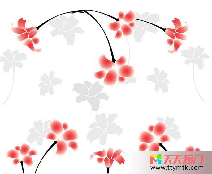 红花印花清雅移图 红色点点浴室玻璃移门A-004-2