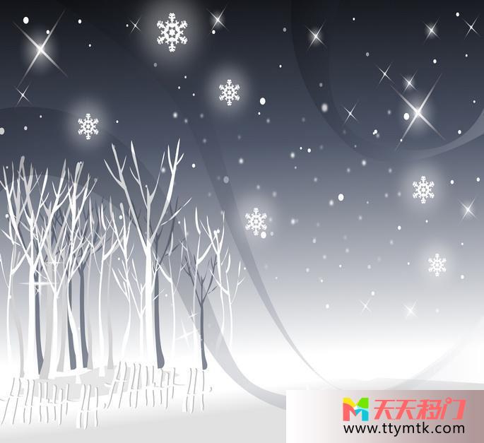 星星月亮雪花移图 冬雪夜色移门JXB-151