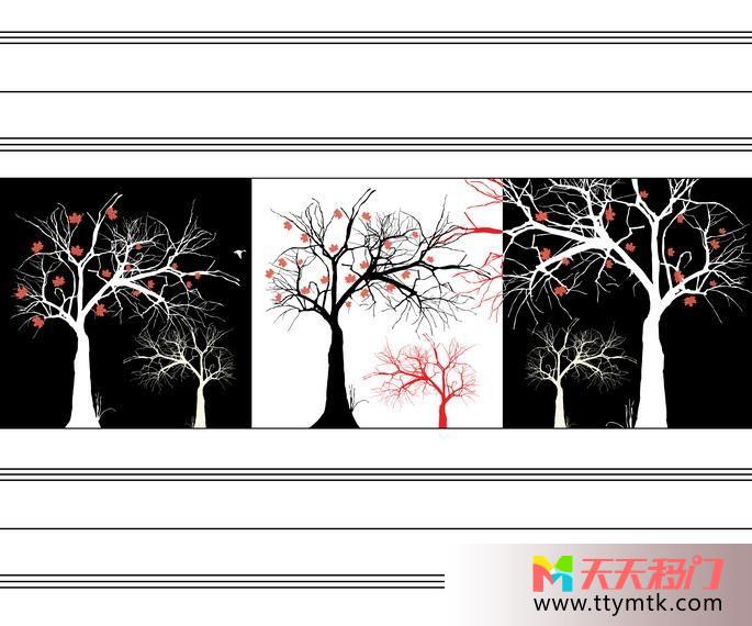 红叶树木抽象移图 秋日树枝JXB-389