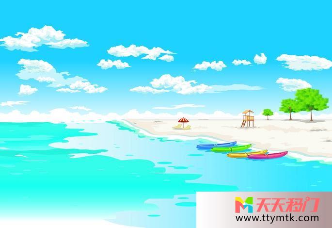 大海蓝天小船移图 海边恬静玻璃艺术移门JXB-489