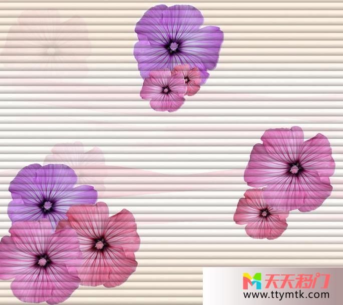 花粉色背景条纹背景移图 花开时节客厅移门RYA-382