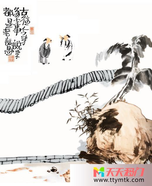 老翁小桥植物移图 老翁对话厨房移门RYA-289