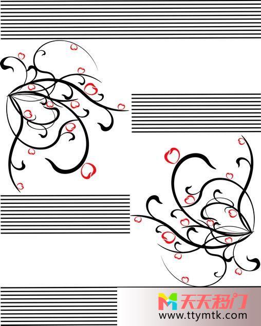 花线条叶子移图 花舞飞扬艺术玻璃移门图库K-5072