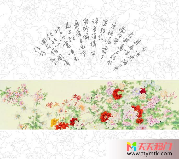 诗句花纹背景色移图 诗中韵味K-8031