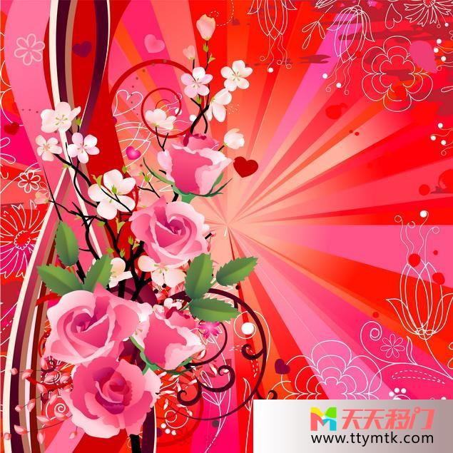 花叶子炫丽移图 花开富贵A-6037