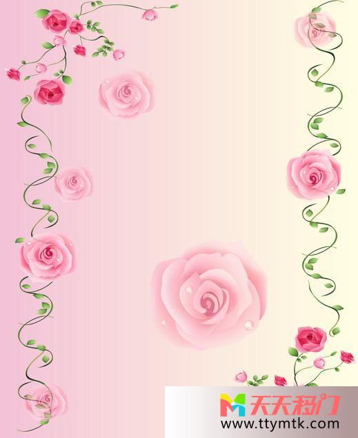 藤蔓玫瑰浪漫移图 灿烂玫瑰玻璃移门衣柜衣橱A-6031