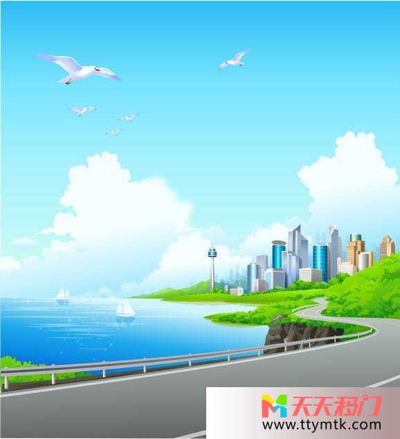 海公路房子移图 海边风景A-6732