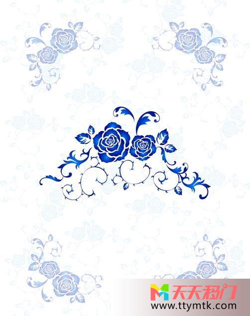 蓝玫瑰藤蔓白色底纹移图 本是同根生8-T038