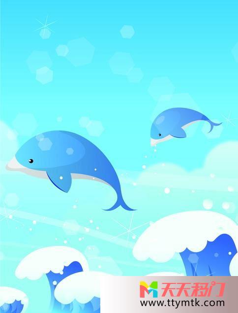 海豚浪花蓝天和谐之美二移图 海豚soy0504-和谐之美二