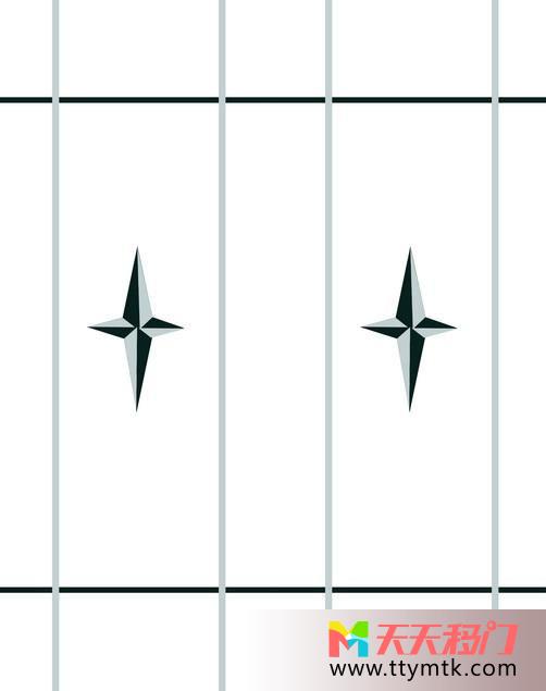 四角星星黑色细线白色底纹星形移图 四角星星卧室移门简约S-3834星形