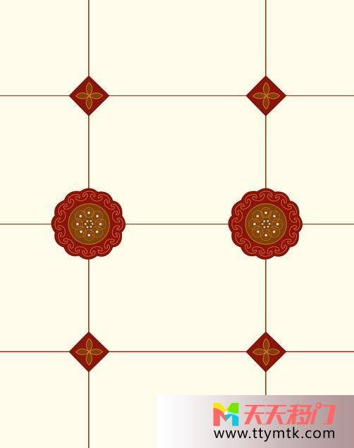 格子红花对称对称美移图 对称格子玻璃移门图片S-3835对称美