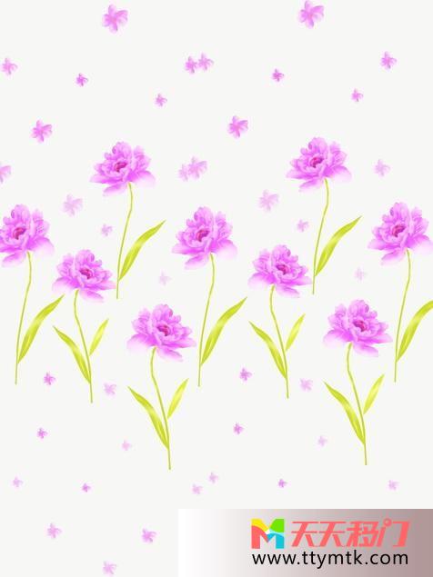 紫色花朵黄色叶子山坡朵朵含情移图 花海飘香钢化玻璃移门H-1086朵朵含情
