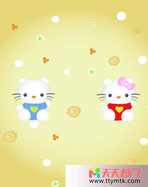 猫咪甜蜜黄色底纹移图 猫咪成亲卧室甜蜜移门HJ-836KITTY