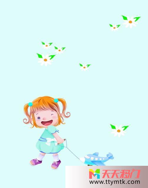 小女孩小推车鸟儿移图 童真童趣阳台移门HJ-872稚趣女孩