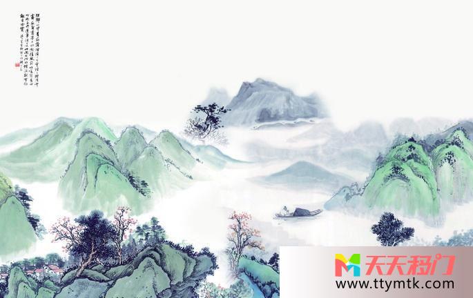 高山白云大雾江山如此多娇移图 美丽如画卫生间移门HJ-085江山如此多娇